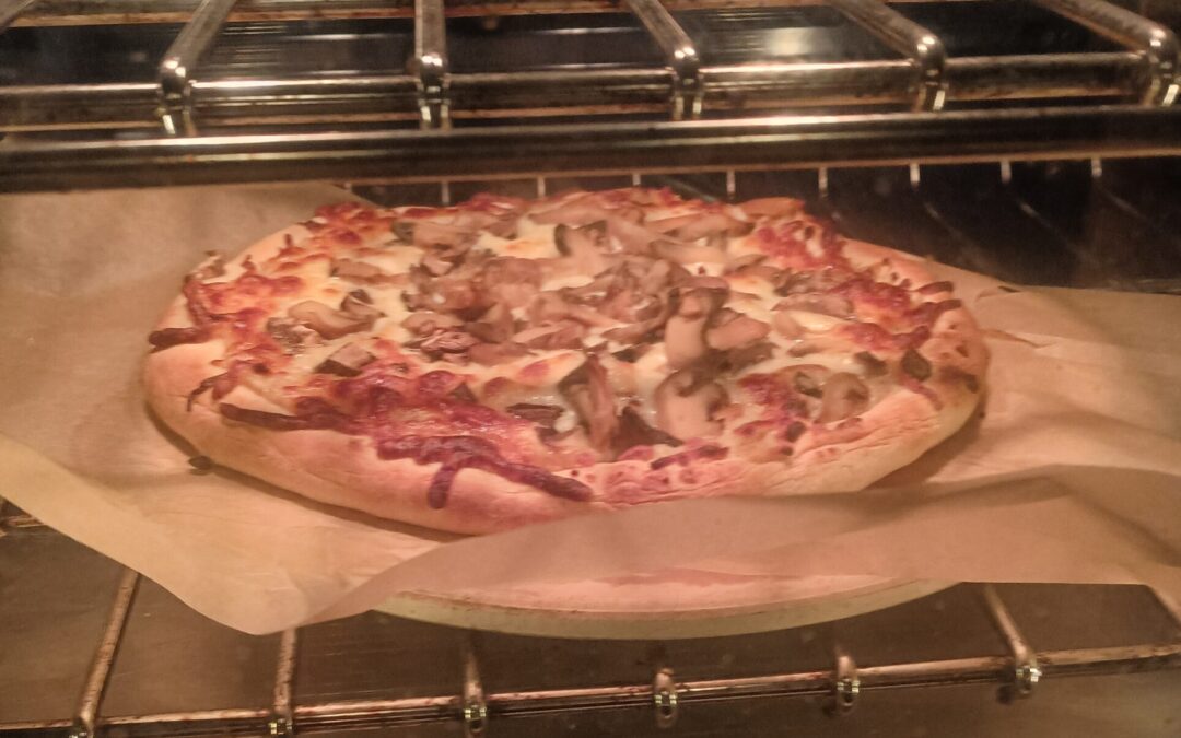 Sourdough Pizza in oven